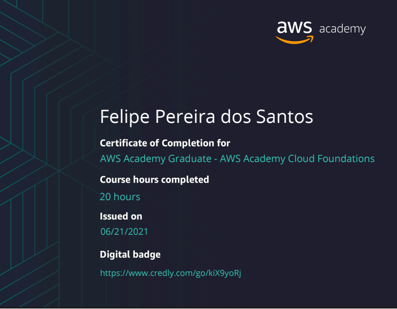 Certificado de AWS Academy Graduate - Cloud Foundations